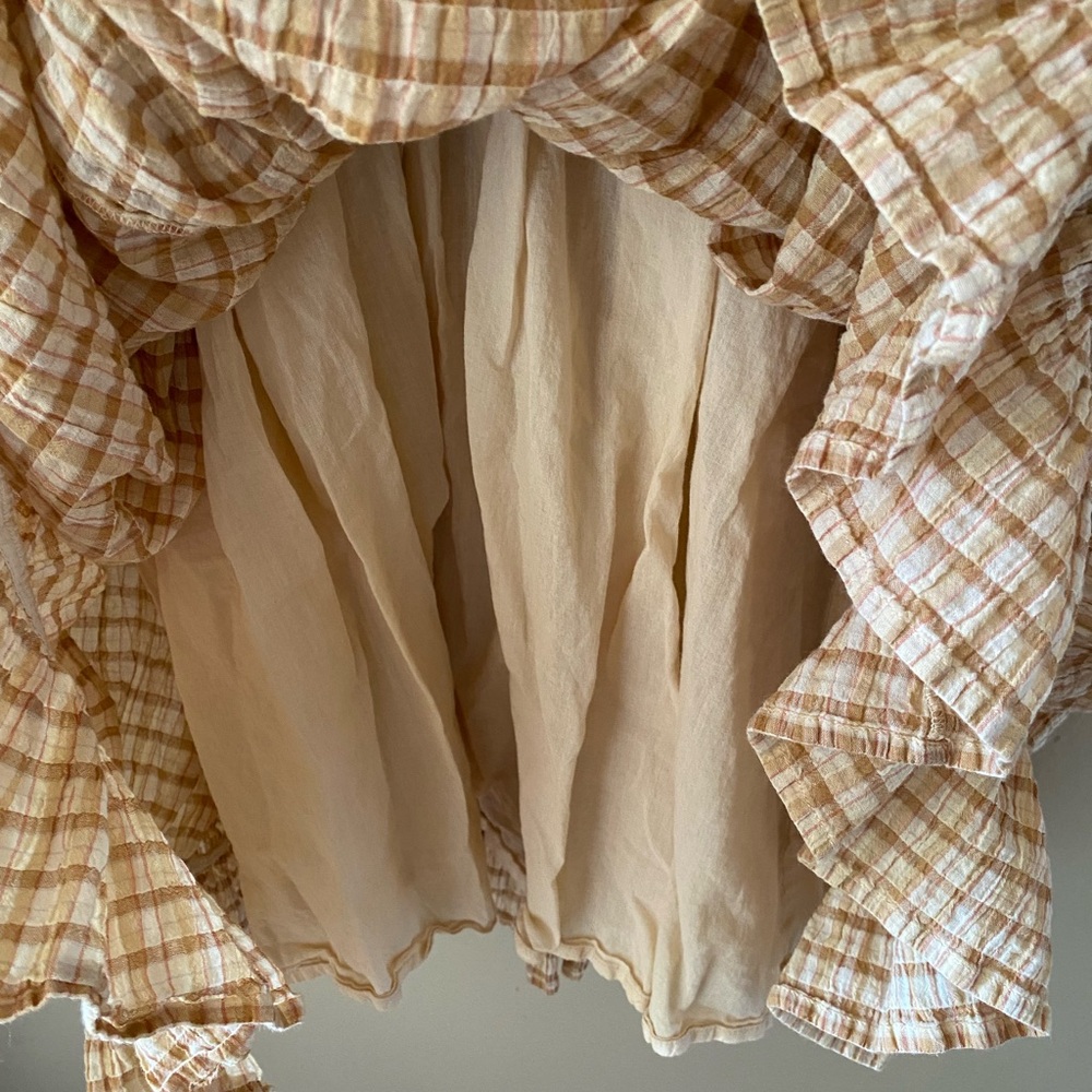 Bobbie Wren Boho Tiered Maxi Dress in Tan Check Print Large - Picture 4 of 9